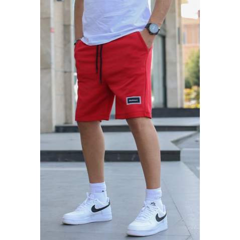 Men Basic Red Capri Shorts - Kırmızı