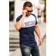 Madmext Navy Blue Two-Tone T-shirt for Men 4027 - Lacivert