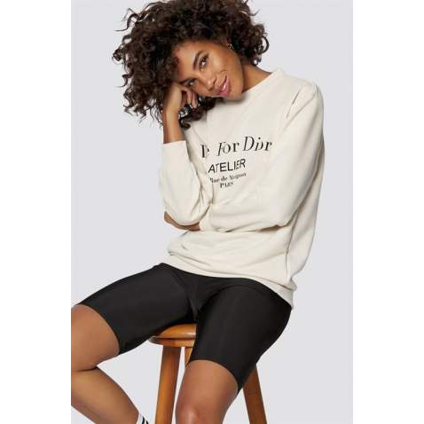 Mad Girls Ecru Printed Women Sweatshirt MG775 - Ekru