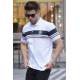 Striped White Polo T-Shirt 5877 - Beyaz