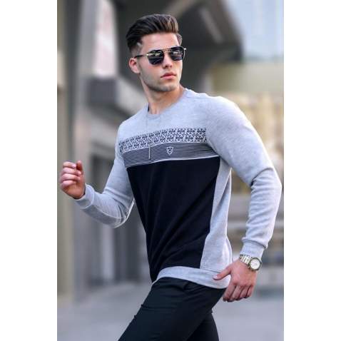 Marl Gray Designed Knitwear Sweater 5964 - Grimelanj