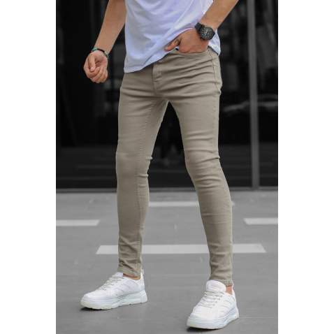 Men Stone Gray Slim Fit Jeans - Taş rengi