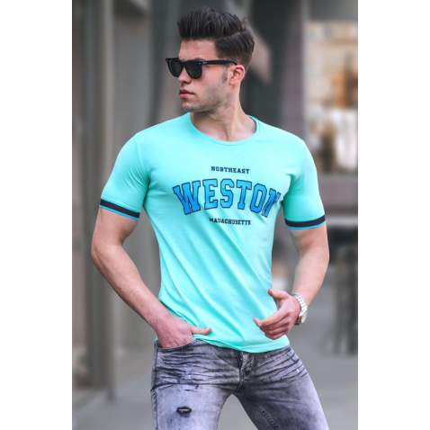 Madmext Green Printed T-shirt for Men 4593 - Mint yeşili