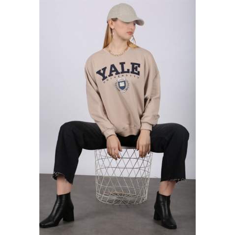 Mad Girls Beige Sweatshirt MG1208 - Bej