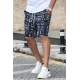 Madmext Men Printed Navy Blue Capri Shorts 2408 - Lacivert