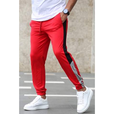 Madmext Red Striped Sweatpants 2928 - Kırmızı