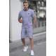 Madmext Men Plaid Smoke Gray Shorts Set 4841 - Füme