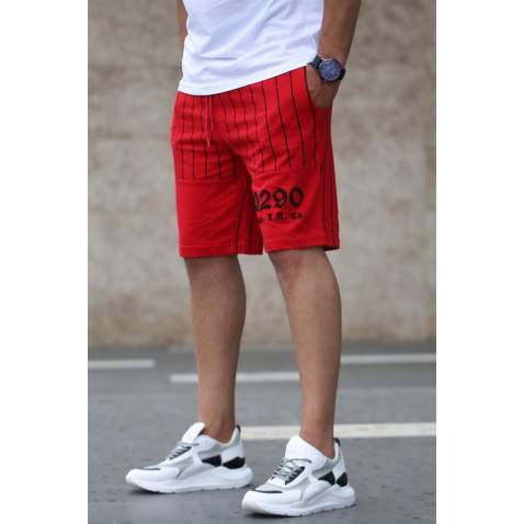 Madmext Red Striped Capri for Men 2909 - Kırmızı