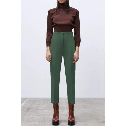 Mad Girls High Waist Green Trousers MG1331 - Haki