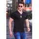 Madmext Men V Neck Black Plain T-shirt 4447 - Siyah