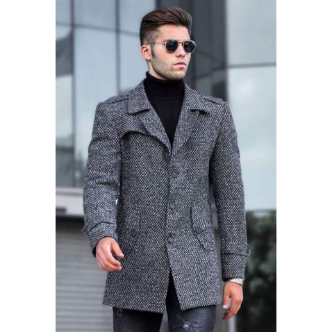 Madmext Anthracite Slate Coat For Men 5186 - Antrasit