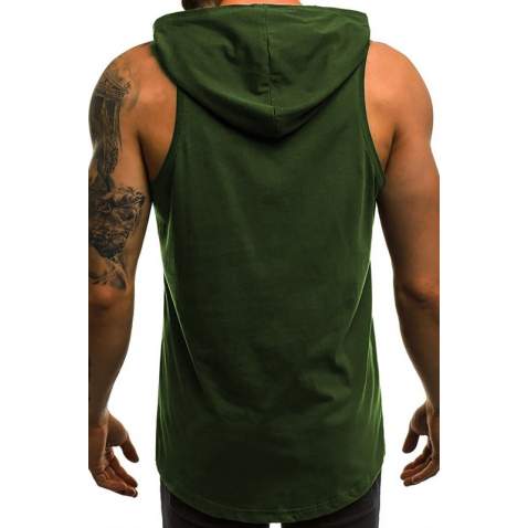 Madmext Men Khaki Hoodie Vest 2649 - Haki