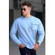 Madmext Men Crewneck Blue Sweatshirt 5320 - Mavi