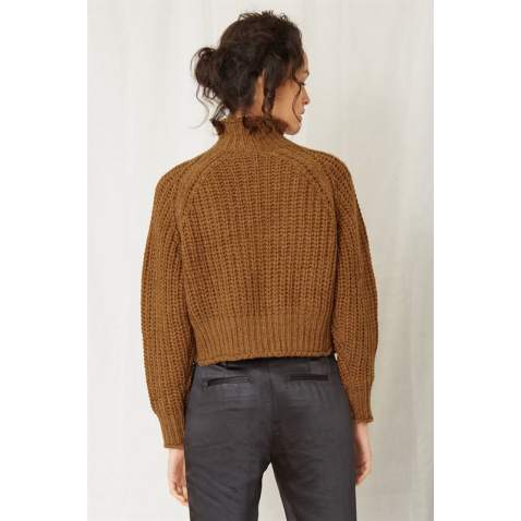 Mad Girls Brown Turtleneck Women Jumper MG774 - Kahverengi