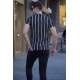 Men Striped Black T-Shirt 5771 - Siyah