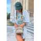 Women Printed Gray Oversize T-Shirt MG1510 - Gri