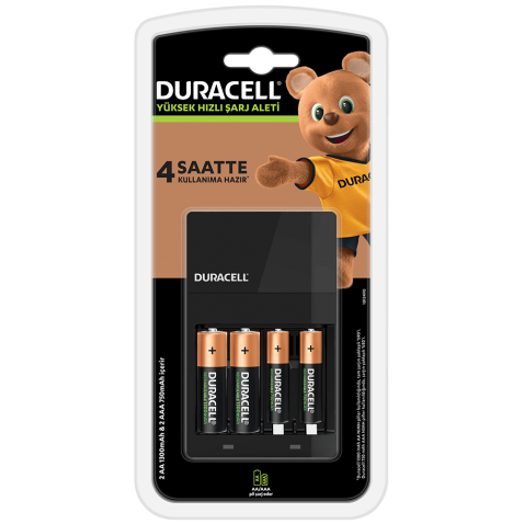 Duracell CEF 14 Pil Şarj Aleti + Duracell 1300 mAh Pil 2'li + Duracell 750 mAh Pil 2'li