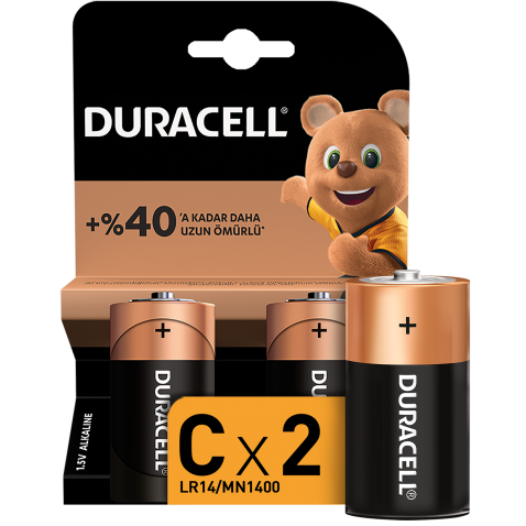 Duracell LR14/MN1400 Alkalin Orta Boy C Pil 2'li