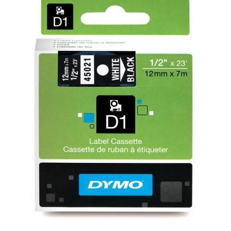 DYMO D1 ŞERİT 12MM x 7MT SİYAH / BEYAZ 720610 45021 ÜCRETSİZKARGO