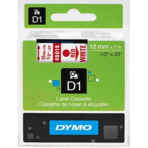 DYMO D1 ŞERİT 12MM x 7MT BEYAZ / KIRMIZI 720550 45015