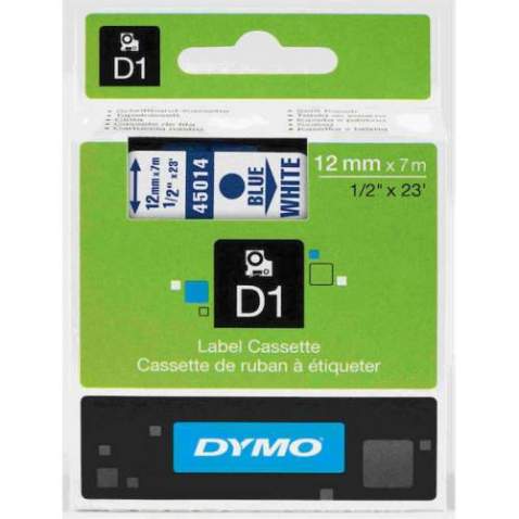 DYMO D1 ŞERİT 12MM x 7MT BEYAZ / MAVİ 720540 45014 ÜCRETSİZ KARGO