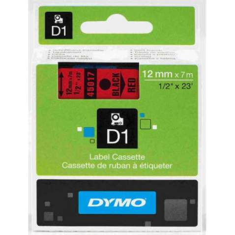 DYMO D1 ŞERİT 12MM x 7MT KIRMIZI / SİYAH 720570 45017