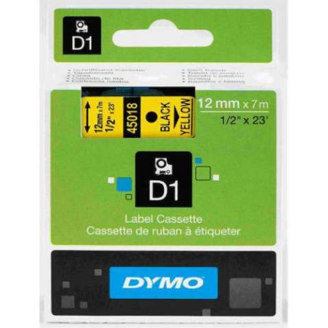 DYMO D1 ŞERİT 12MM x 7MT SARI / SİYAH 720580 45018 ÜCRETSİZ KARGO