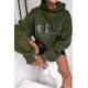 Mad Girls Embroided Khaki Sweatshirt Hoodie MG812 - Haki