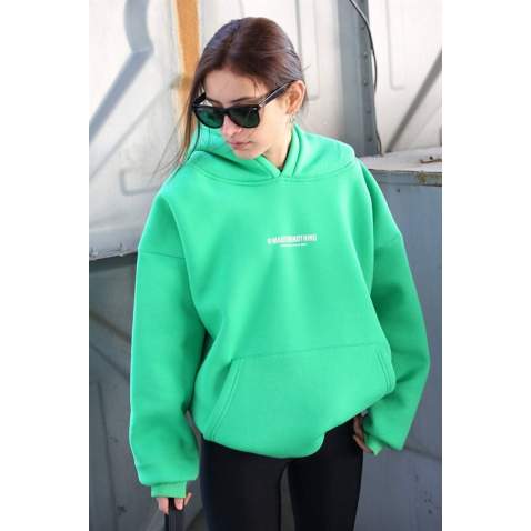 MMad Girls Green Printed Oversize Sweatshirt MG1287 - Yeşil