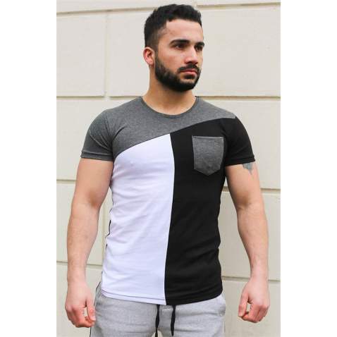 Madmext Black T-shirt with Pocket for Men 3015 - Siyah