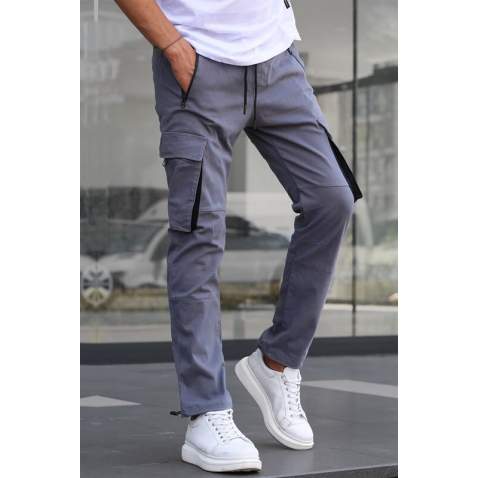 Smoke Gray Jogger Trousers with Cargo Pockets 5791 - Füme