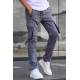 Smoke Gray Jogger Trousers with Cargo Pockets 5791 - Füme