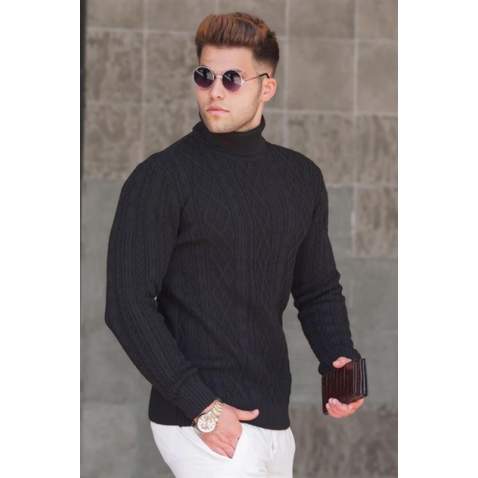 Madmext Men Turtleneck Black Sweater 5166 - Siyah