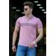 Madmext Soft Pink Patterned Polo Shirt 3058-2 - Pudra