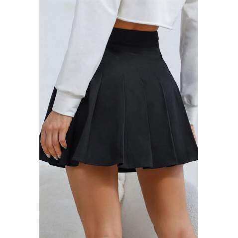 Women Black Pleated Basic Mini Skirt MG1455 - Siyah