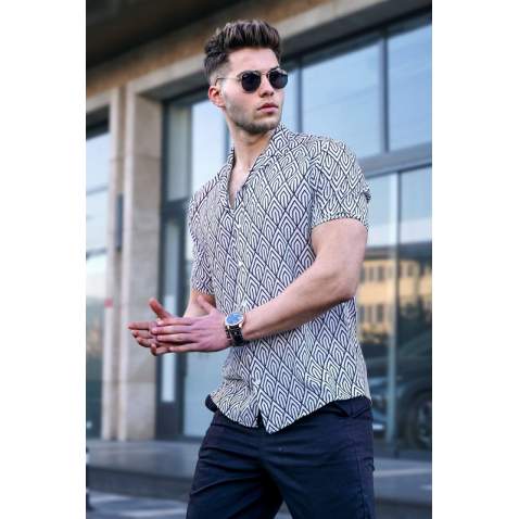 Men White Designed Shirt 5540 - Beyaz