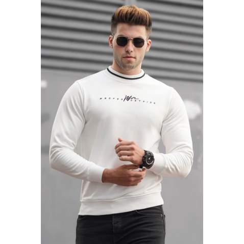 Madmext Men White Knitted Sweater 5288 - Beyaz