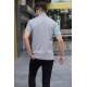 Men Striped Dye Gray Polo T-Shirt 5878 - Boyalı gri