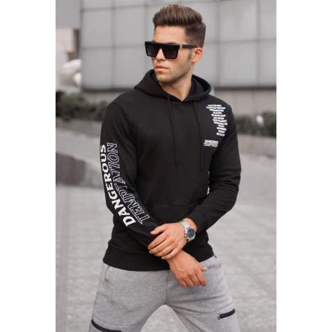 Madmext Men Printed Black Sweatshirt 5313 - Siyah