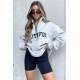 Mad Girls Light Gray Zip Sweatshirt Mg1246 - Karmelanj