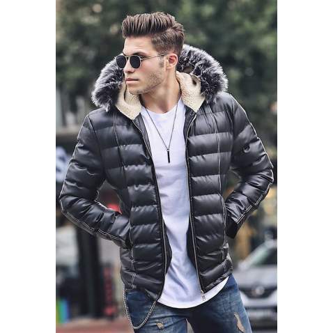 Madmext Men Black Puffer Jacket 9056 - Siyah