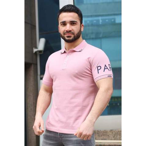 Madmex Soft Pink Basic Polo Shirt for Men 3053 - Pudra