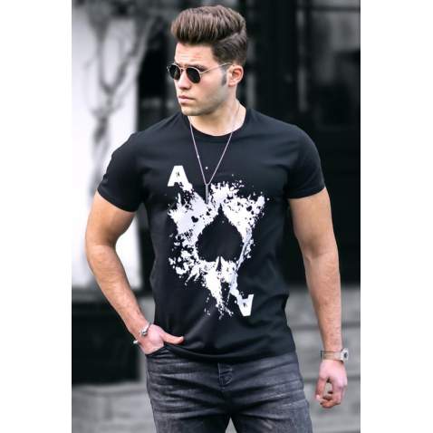 Madmext Men Printed Black T-shirt 5061 - Siyah