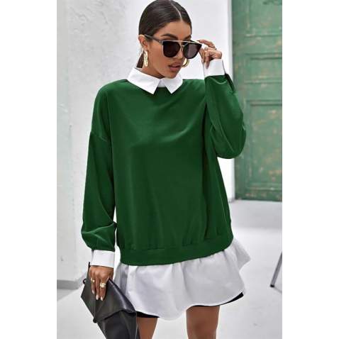 Mad Girls Green Basic Sweatshirt MG806 - Yeşil