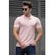 Madmext Men Soft Pink Polo Zipper T-shirt 4636 - Pudra