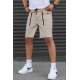 Men Basic Beige Capri Shorts - Bej