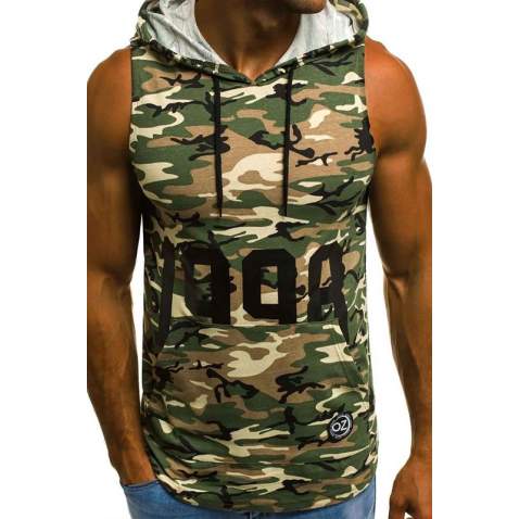 Madmext Men Camouflage Hoodie Vest 2563 - Kamuflaj