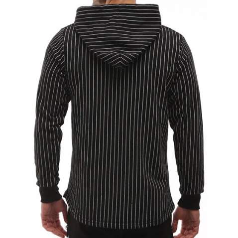 Madmext Black Striped Hoodie 2825 - Siyah