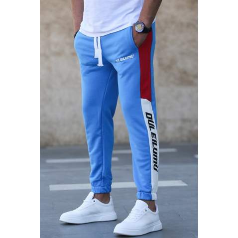 Madmext Men Blue Side Striped Sweatpants 2719 - Mavi