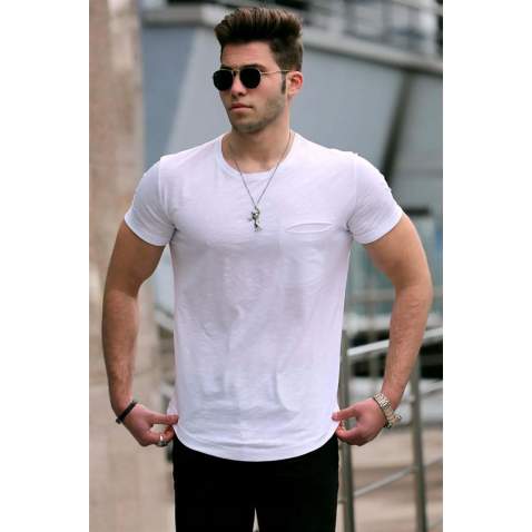 Madmext White Basic T-shirt for Men 4474 - Beyaz